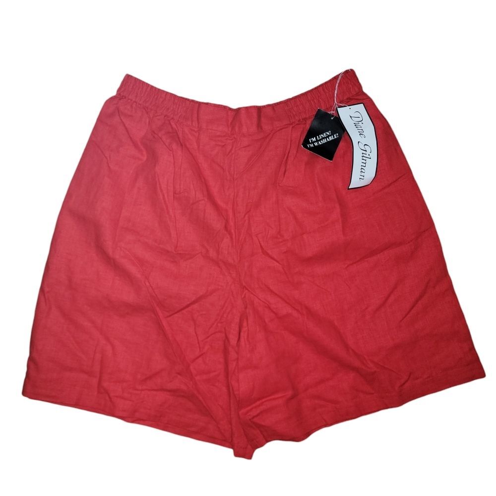 Diane Gilman Nwt red washable linen shorts Size 2x